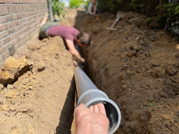 Excavation and installation of a residential private sewer line replacement in Oklahoma City.